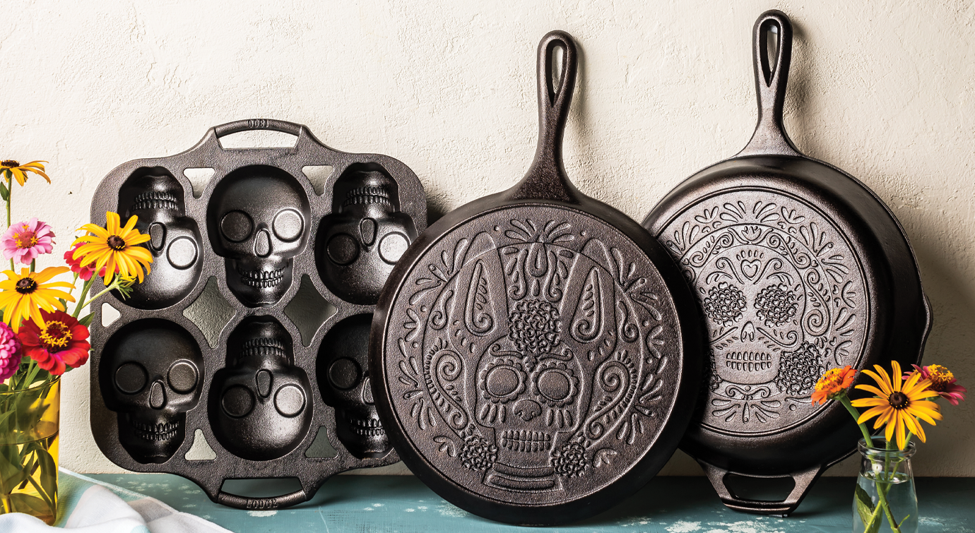 skull baking pan, sugar skillet, and xolo griddle group image